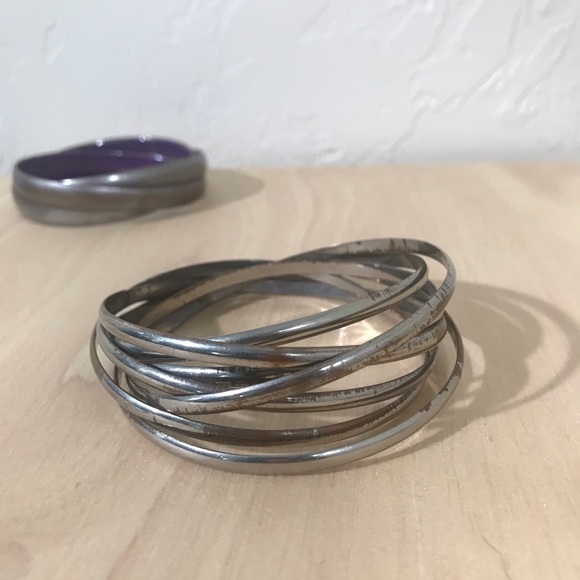 Set of 2 Silver Infinity Bangles- 1 Thin ; 1 Thick - Picture 6 of 8